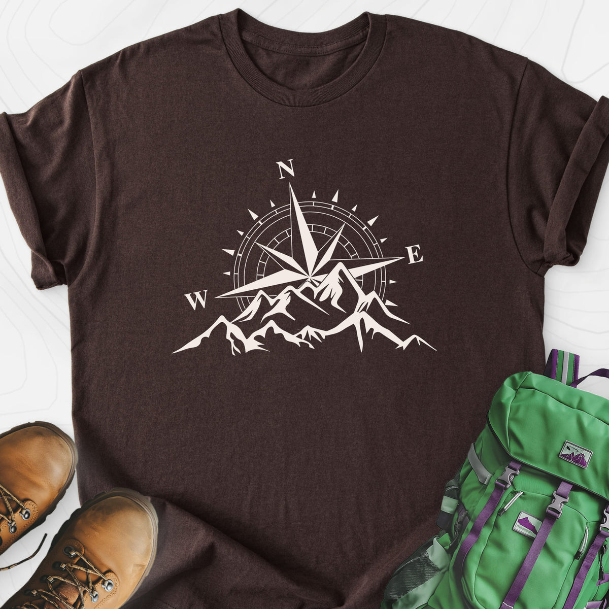 Compass Sunset Lightweight T-Shirt Gift For Hiker