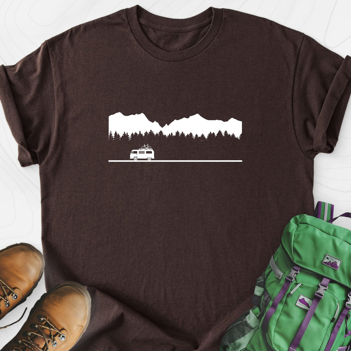 Motorhome in the Mountains Lightweight T-Shirt Gift For Hiker