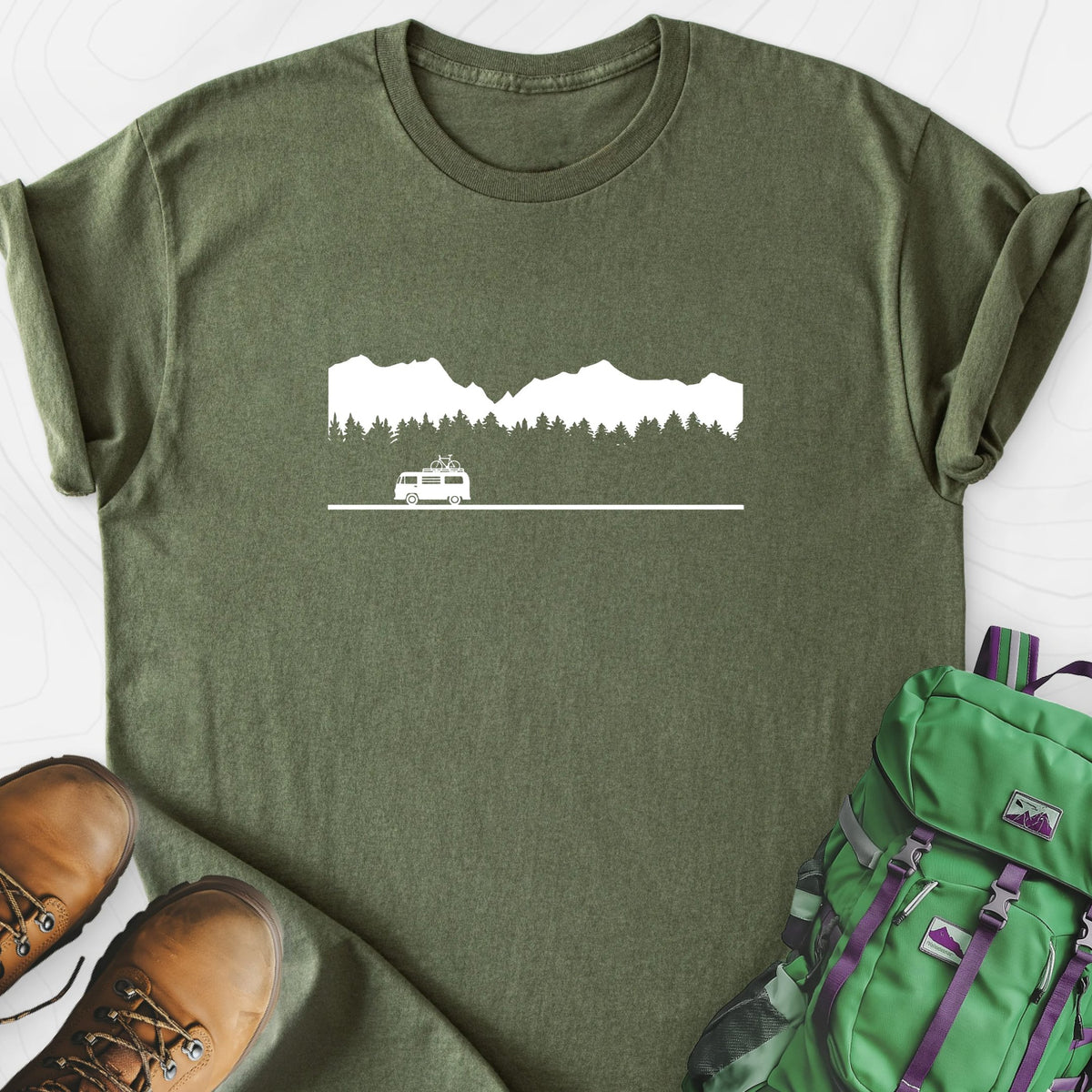 Motorhome in the Mountains Lightweight T-Shirt Gift For Hiker