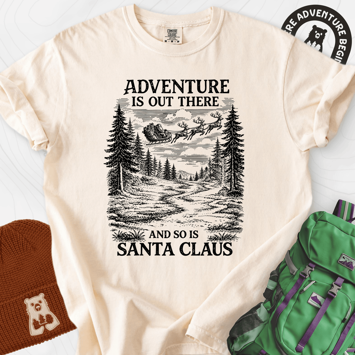 Santa Adventure Awaits T-Shirt Gift For Hiker