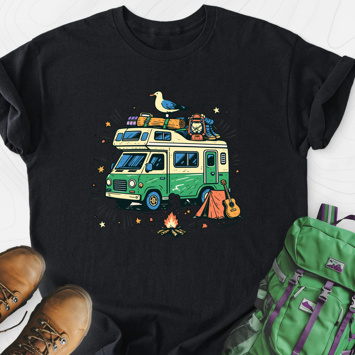Adventure Camper Lightweight T-Shirt Gift For Hiker