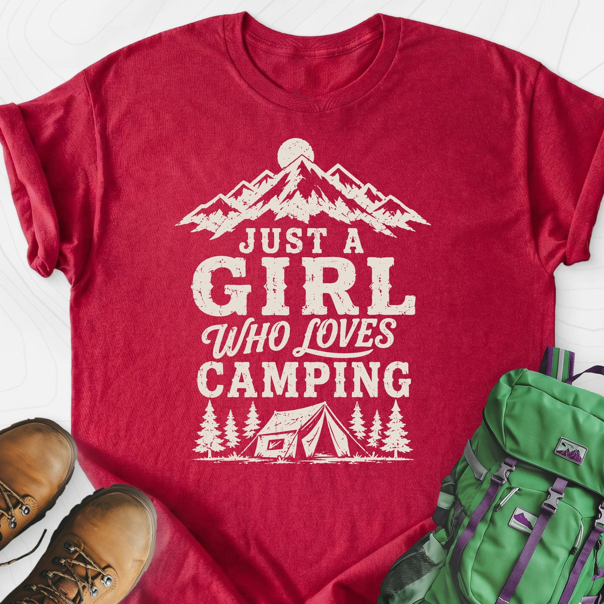 Girl Who Loves Camping Lightweight T-Shirt Gift For Hiker