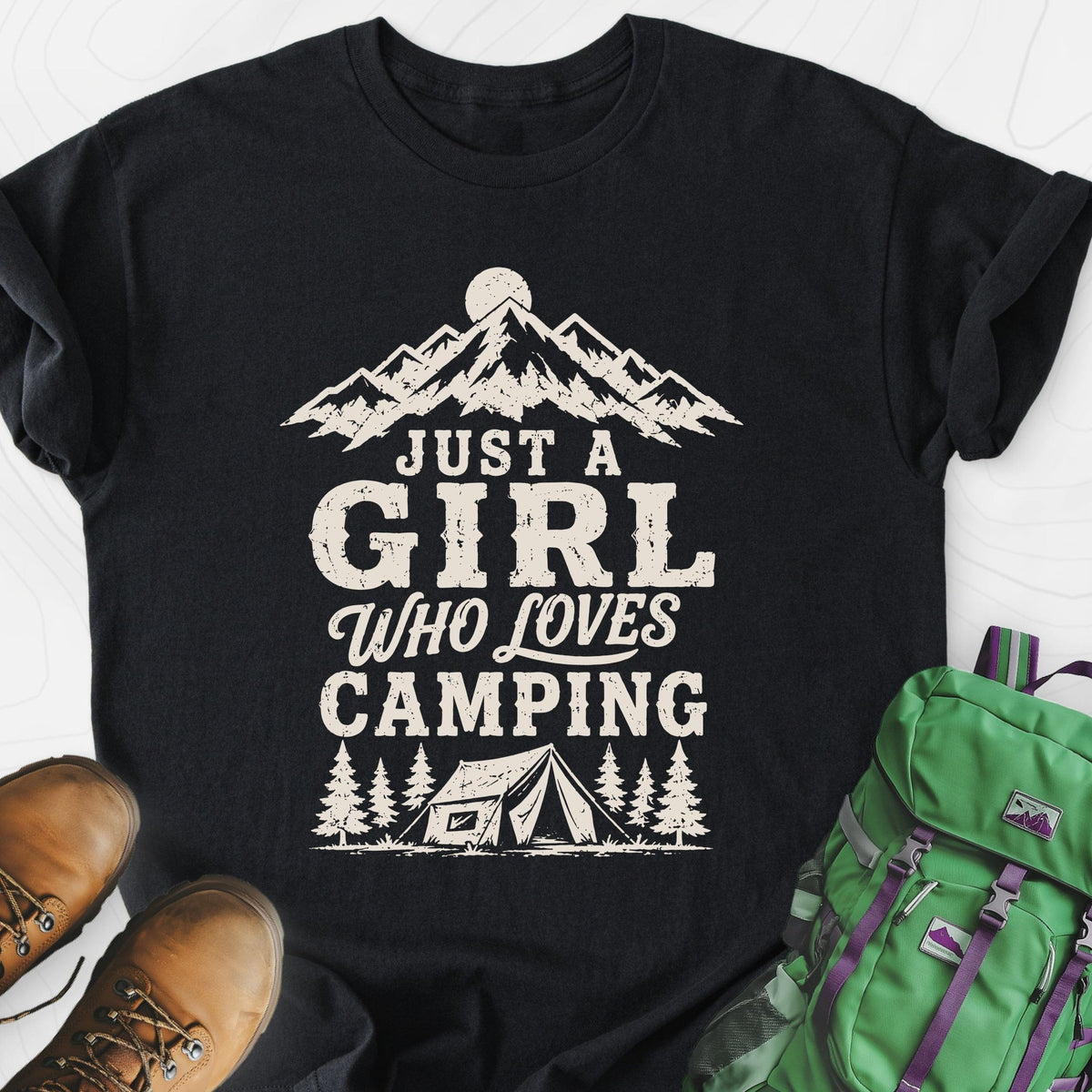 Girl Who Loves Camping Lightweight T-Shirt Gift For Hiker