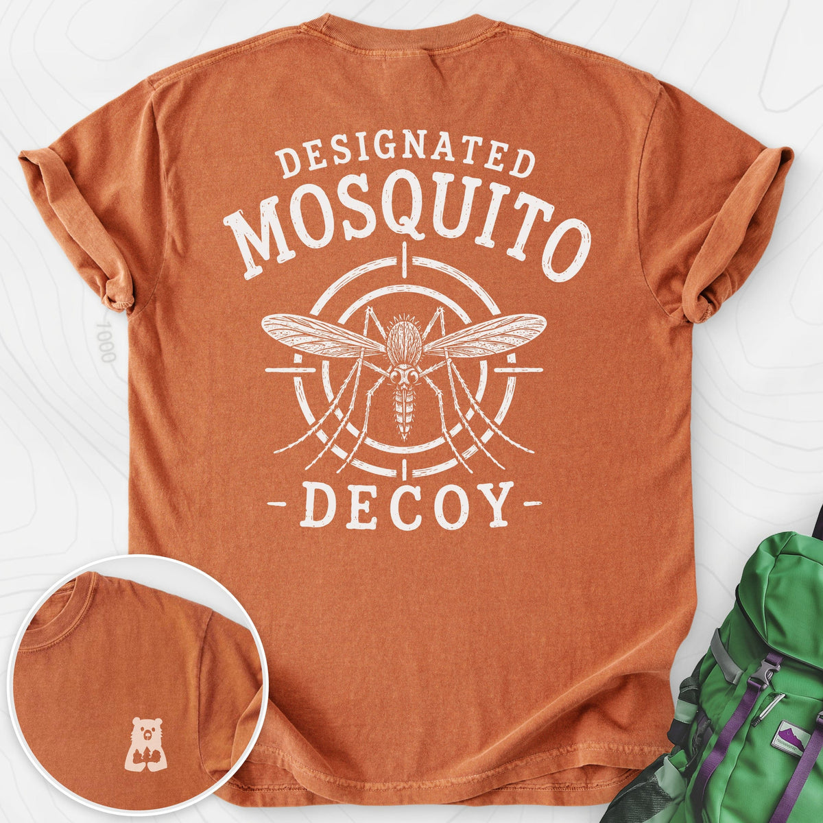 Designated Mosquito Decoy Back Print T-shirt Gift For Hiker