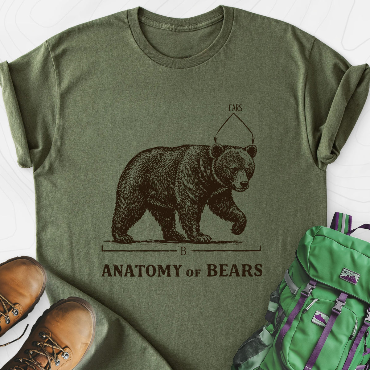 Bear Anatomy Lightweight T-Shirt Gift For Hiker