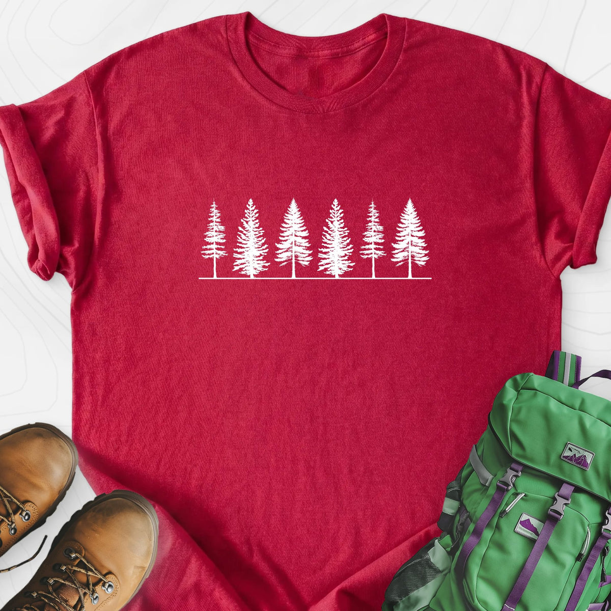 Tree Silhouette Lightweight T-Shirt Gift For Hiker