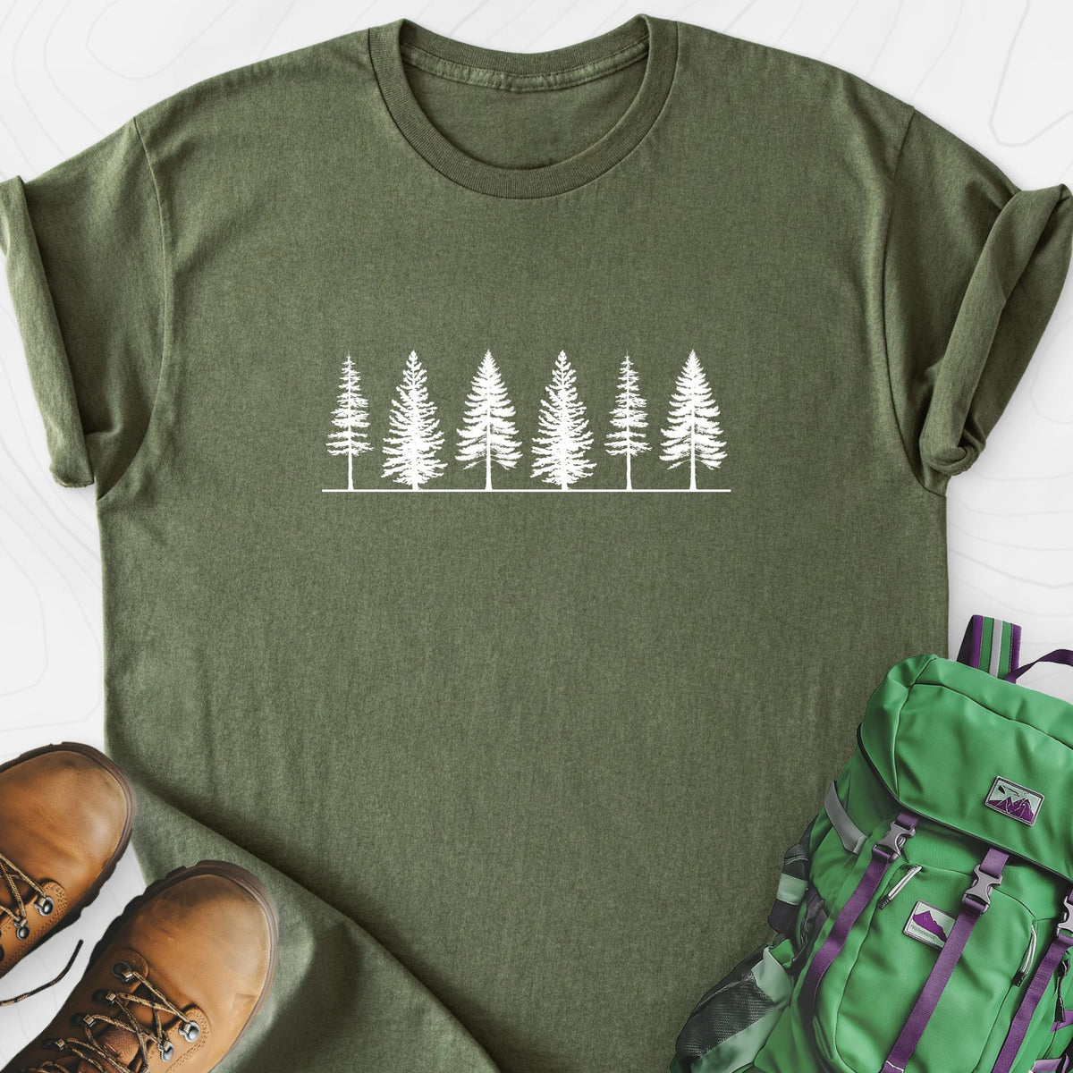 Tree Silhouette Lightweight T-Shirt Gift For Hiker