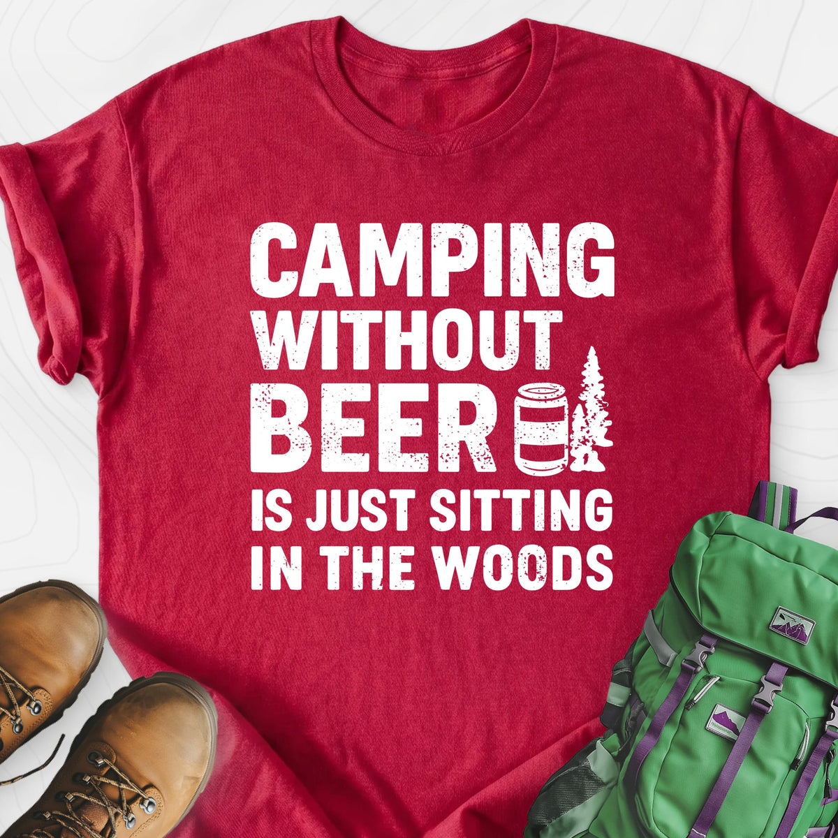 Camping Without Beer Lightweight T-Shirt Gift For Hiker