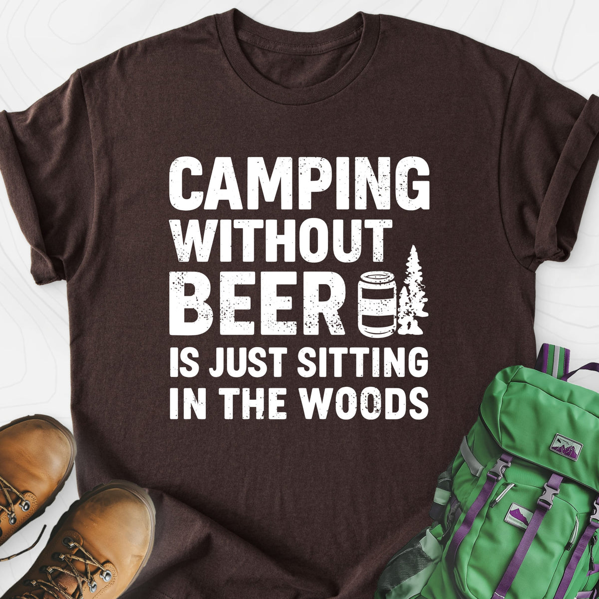 Camping Without Beer Lightweight T-Shirt Gift For Hiker