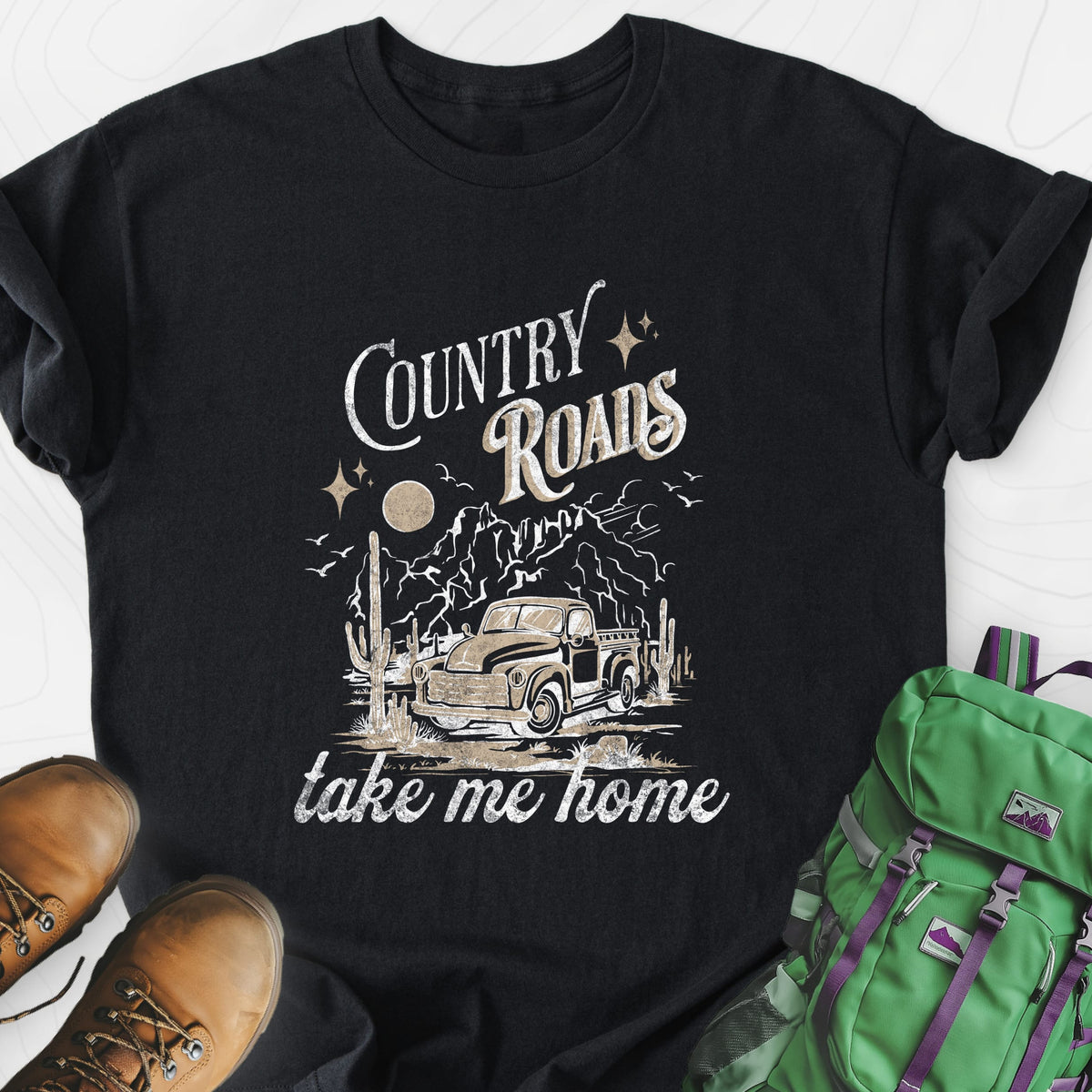 Country Roads Lightweight T-Shirt Gift For Hiker