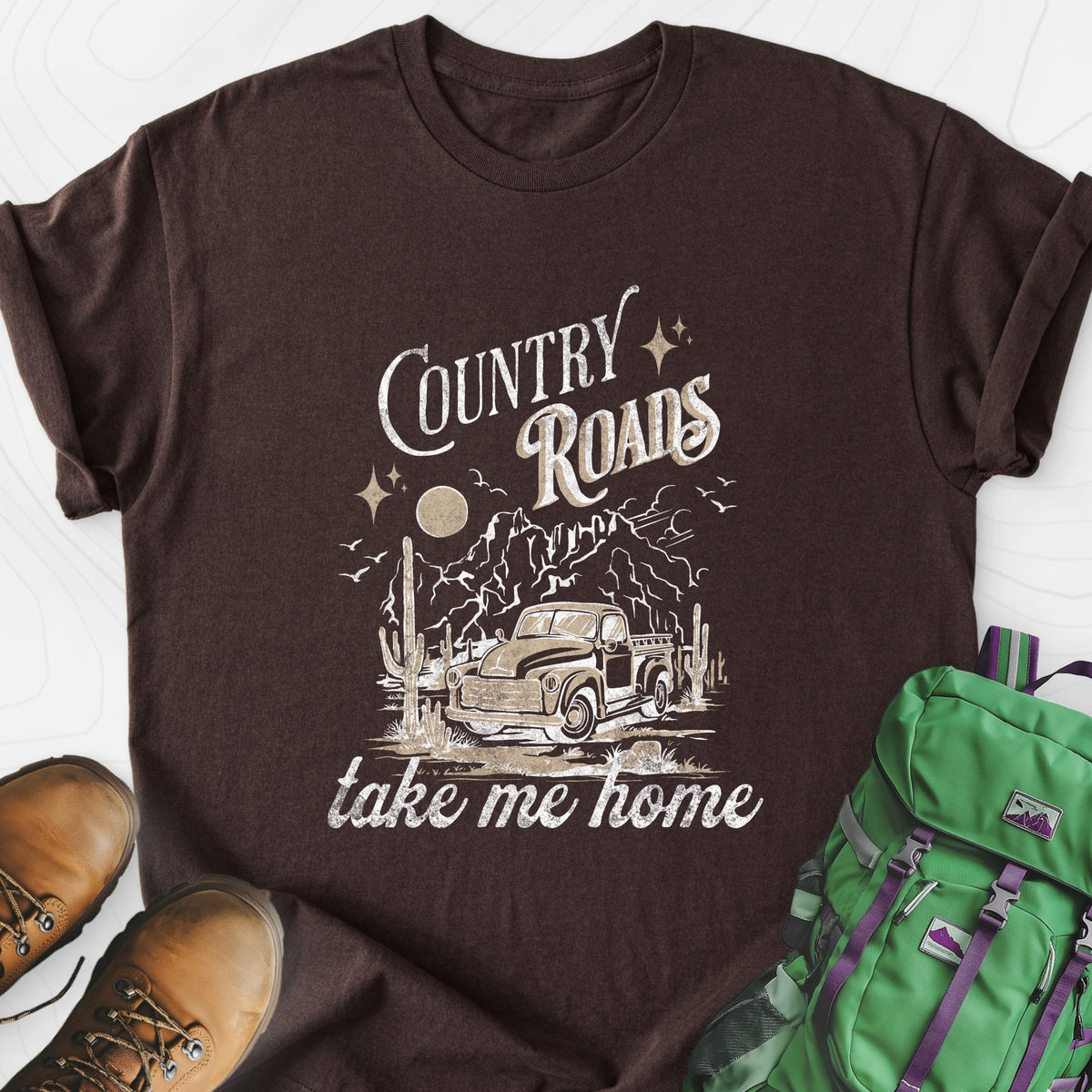 Country Roads Lightweight T-Shirt Gift For Hiker