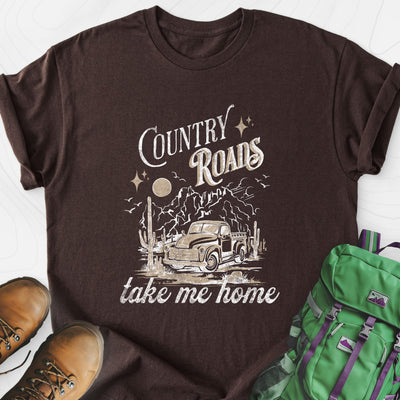 Country Roads Lightweight T-Shirt Gift For Hiker