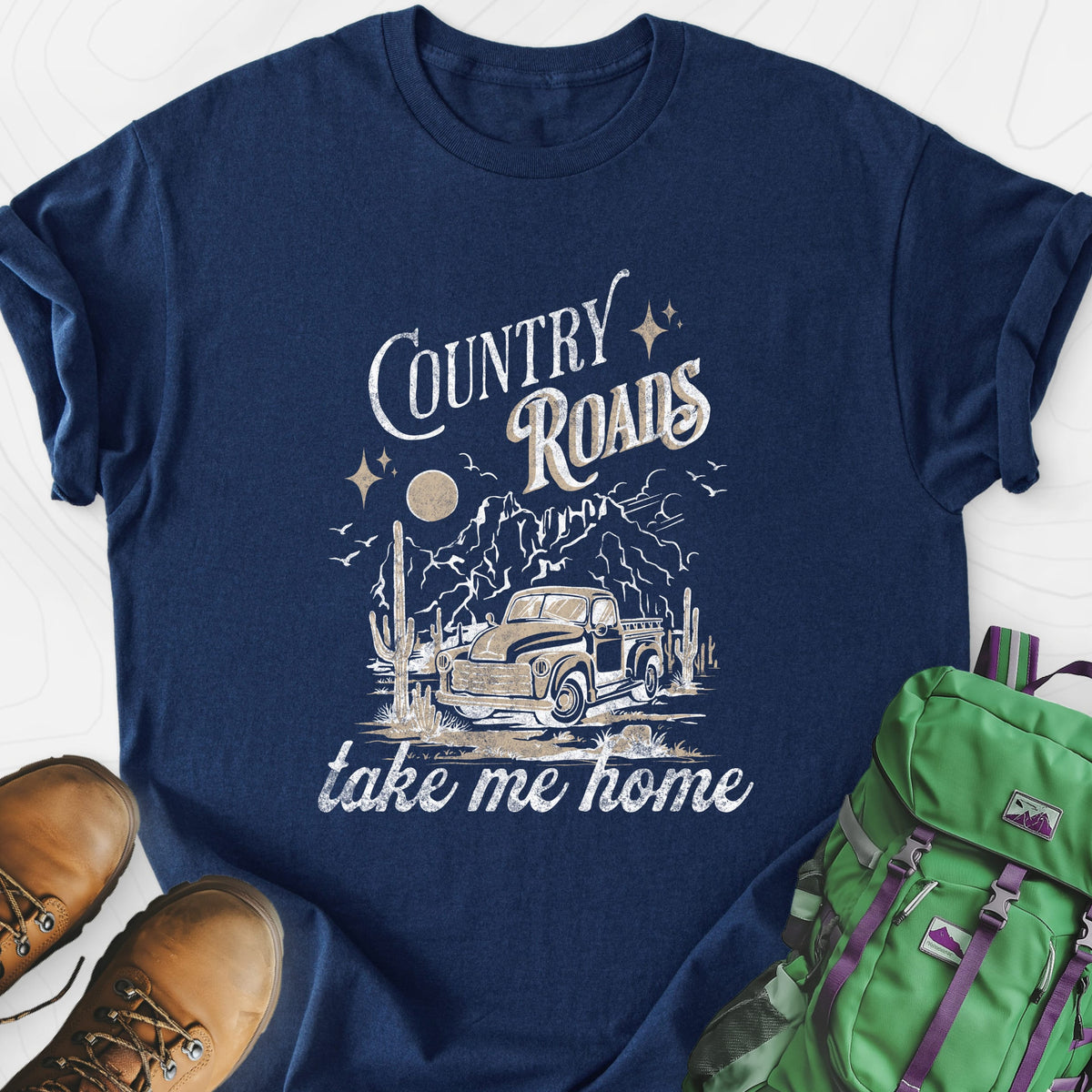 Country Roads Lightweight T-Shirt Gift For Hiker
