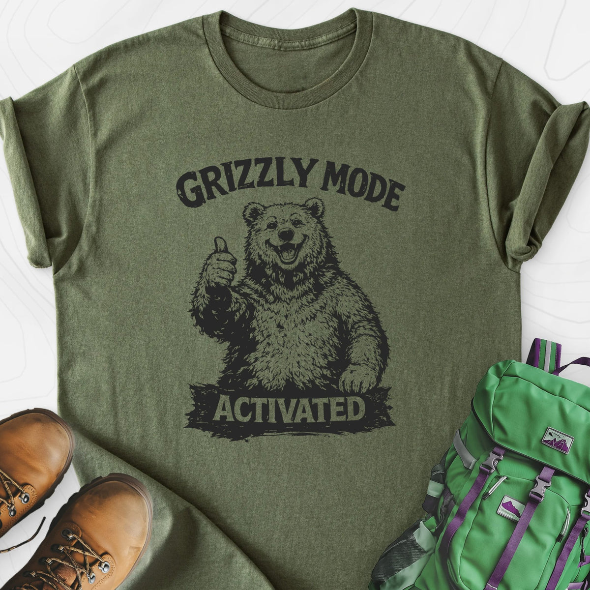 Grizzly Mode Lightweight T-Shirt Gift For Hiker