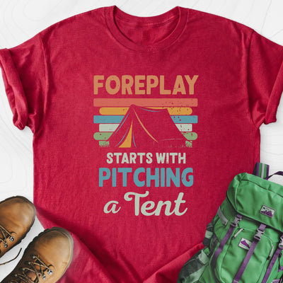 Pitching a Tent Lightweight T-Shirt Gift For Hiker