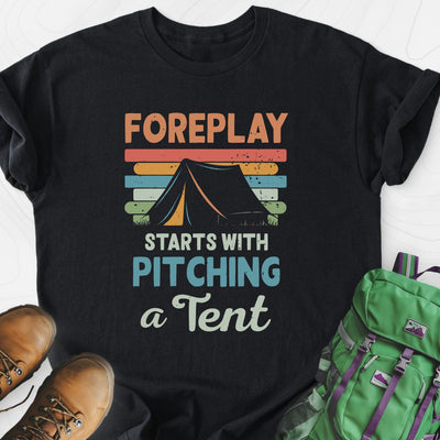 Pitching a Tent Lightweight T-Shirt Gift For Hiker