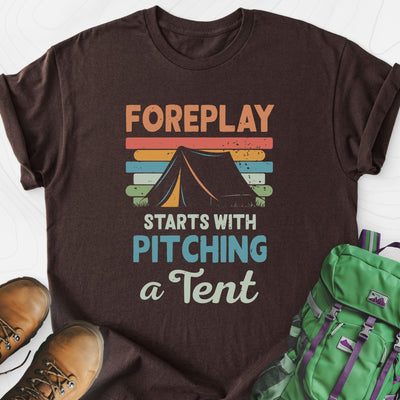 Pitching a Tent Lightweight T-Shirt Gift For Hiker