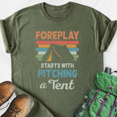 Pitching a Tent Lightweight T-Shirt Gift For Hiker