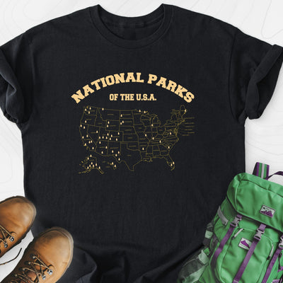 National Parks Map Lightweight T-Shirt Gift For Hiker