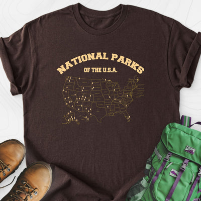 National Parks Map Lightweight T-Shirt Gift For Hiker