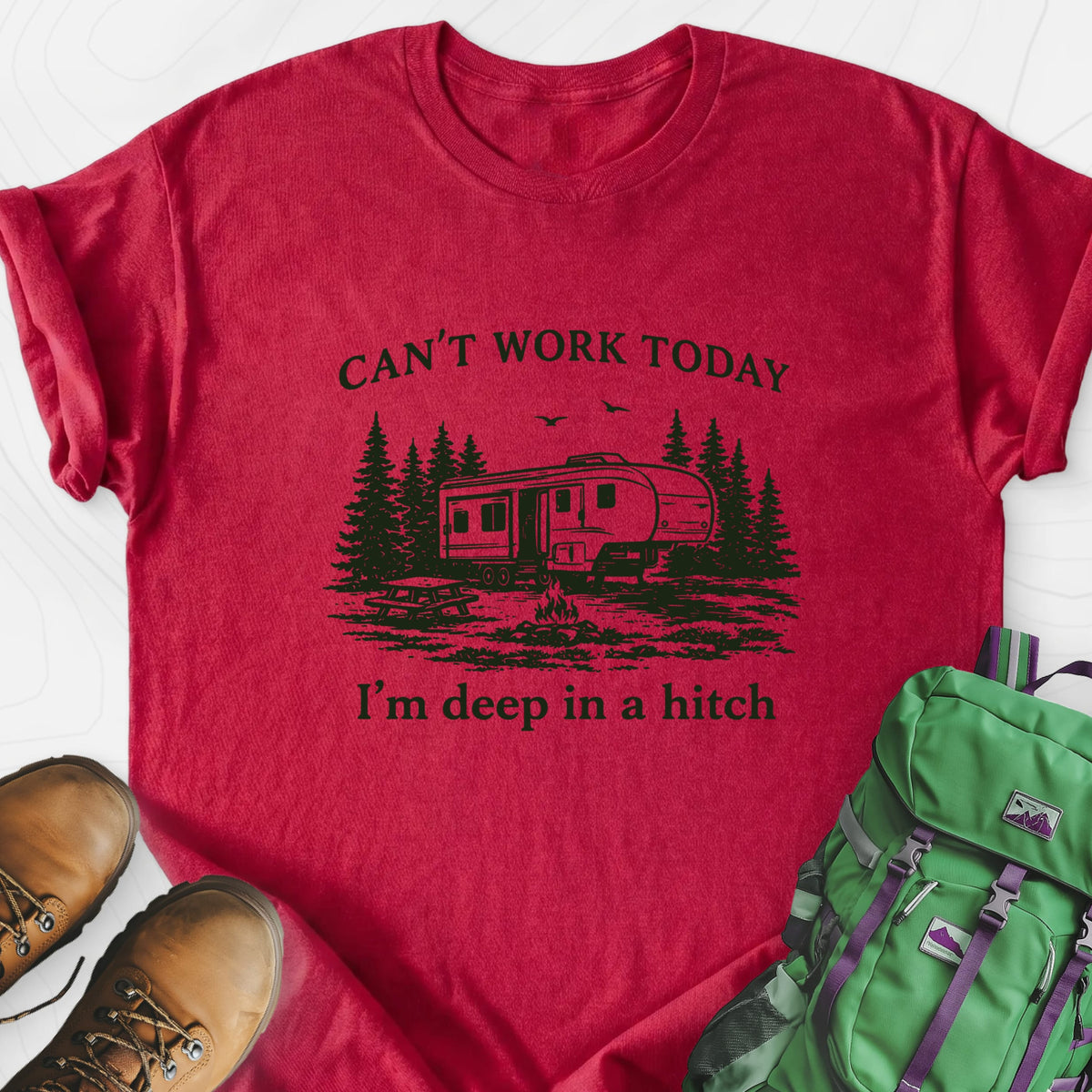 Deep In a Hitch Lightweight T-Shirt Gift For Hiker