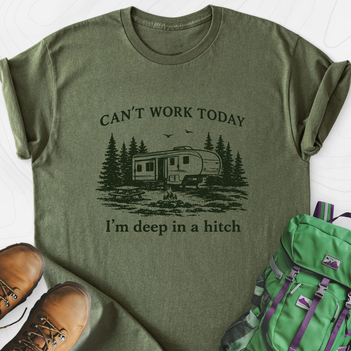 Deep In a Hitch Lightweight T-Shirt Gift For Hiker