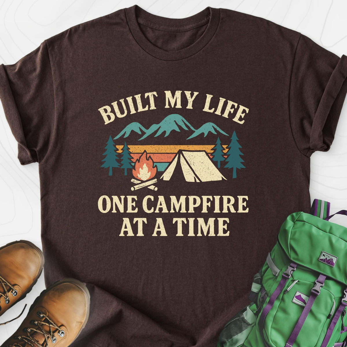 One Campfire at a Time Lightweight T-Shirt Gift For Hiker