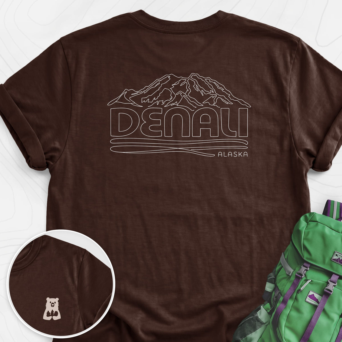 Denali Back Print Lightweight T-Shirt Gift For Hiker