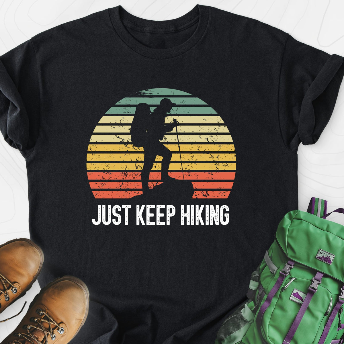 Just Keep Hiking Lightweight T-Shirt Gift For Hiker