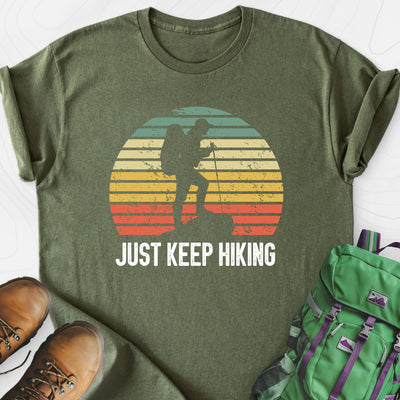 Just Keep Hiking Lightweight T-Shirt Gift For Hiker
