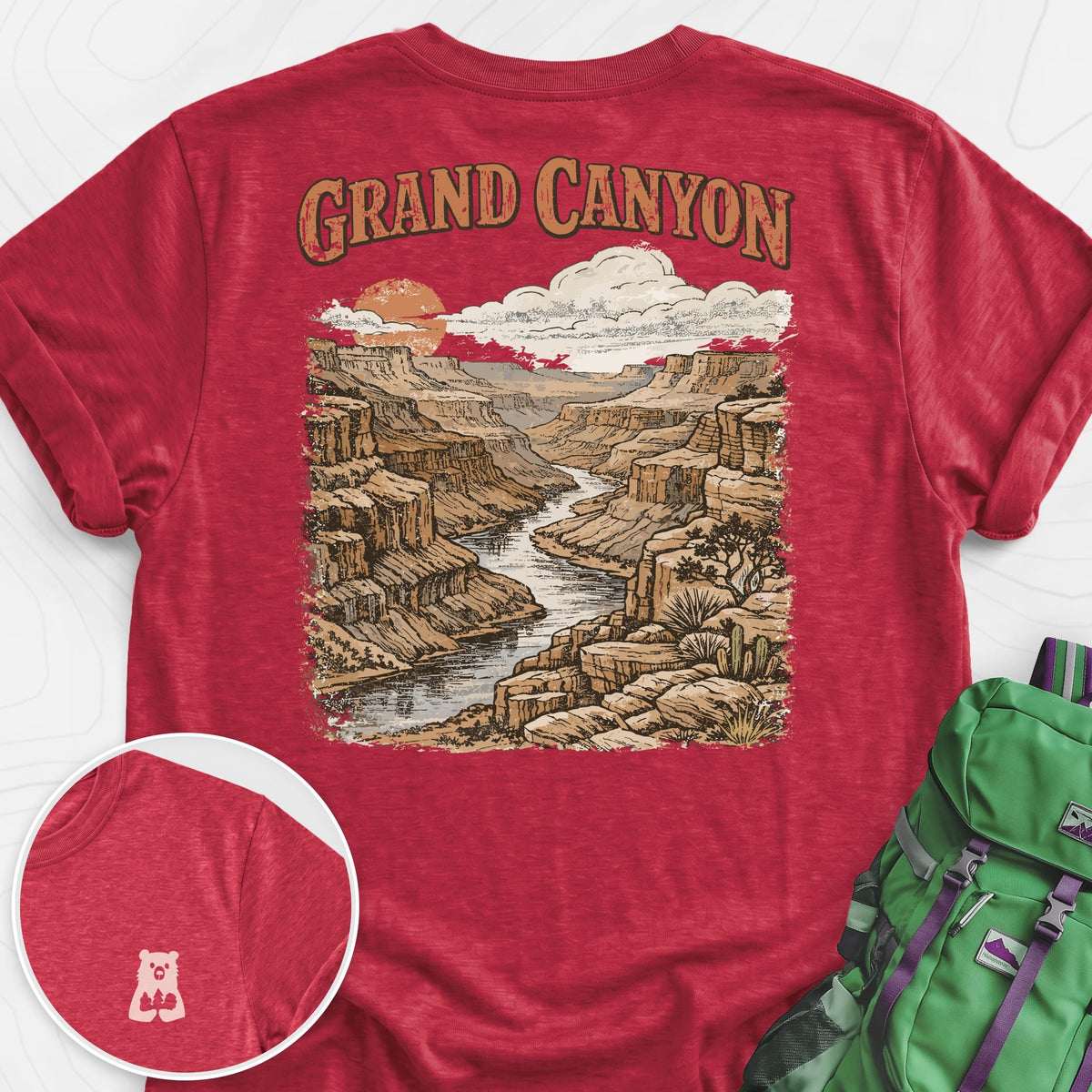 Grand Canyon Back Print Lightweight T-Shirt Gift For Hiker