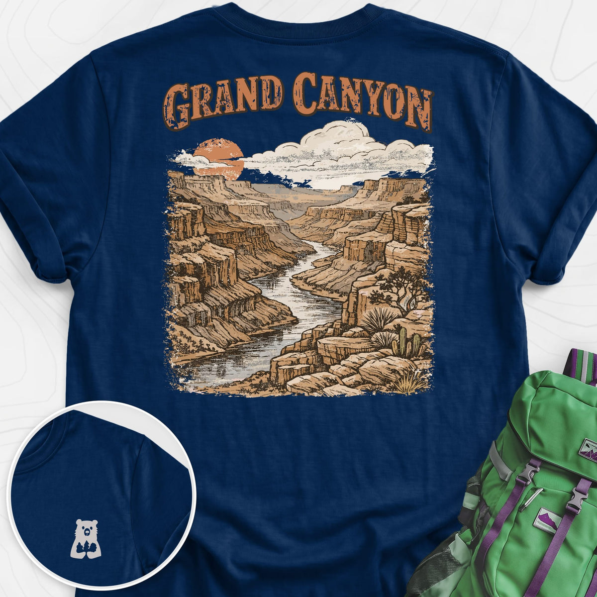 Grand Canyon Back Print Lightweight T-Shirt Gift For Hiker
