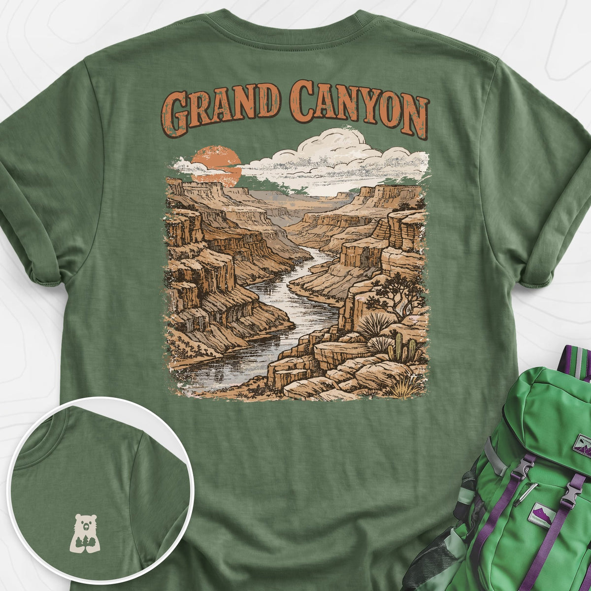 Grand Canyon Back Print Lightweight T-Shirt Gift For Hiker