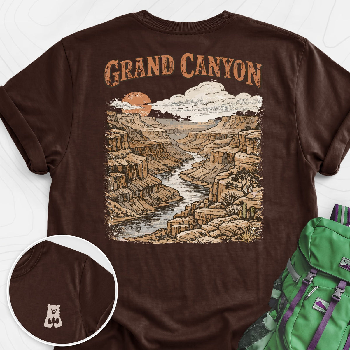 Grand Canyon Back Print Lightweight T-Shirt Gift For Hiker