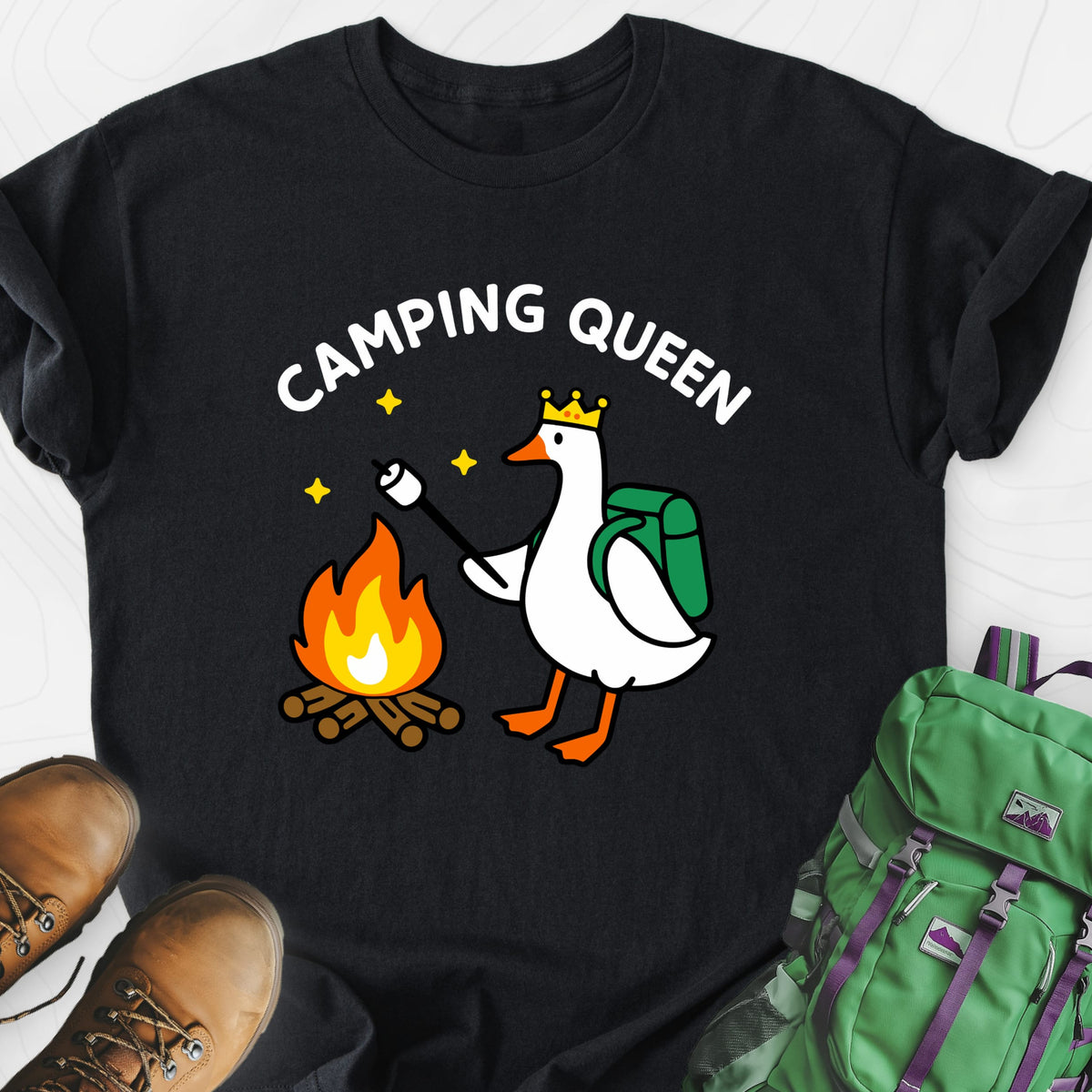 Camping Queen Lightweight T-Shirt Gift For Hiker