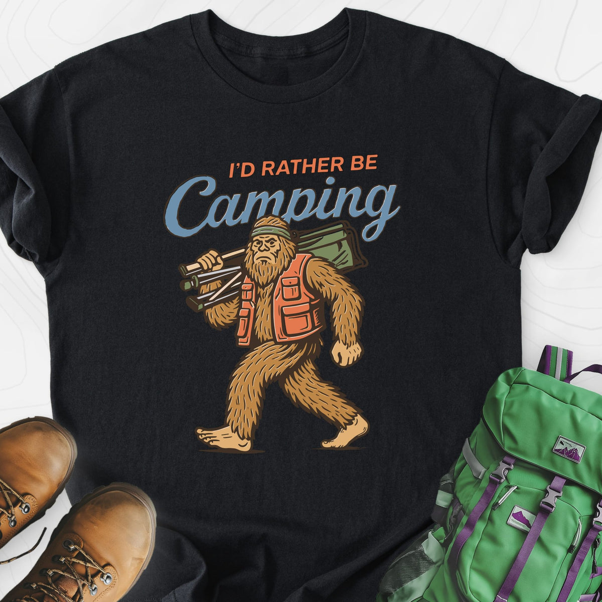 I’d Rather Be Camping Lightweight T-Shirt Gift For Hiker