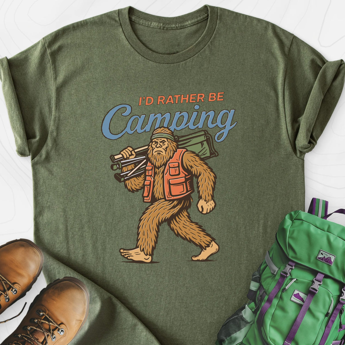I’d Rather Be Camping Lightweight T-Shirt Gift For Hiker