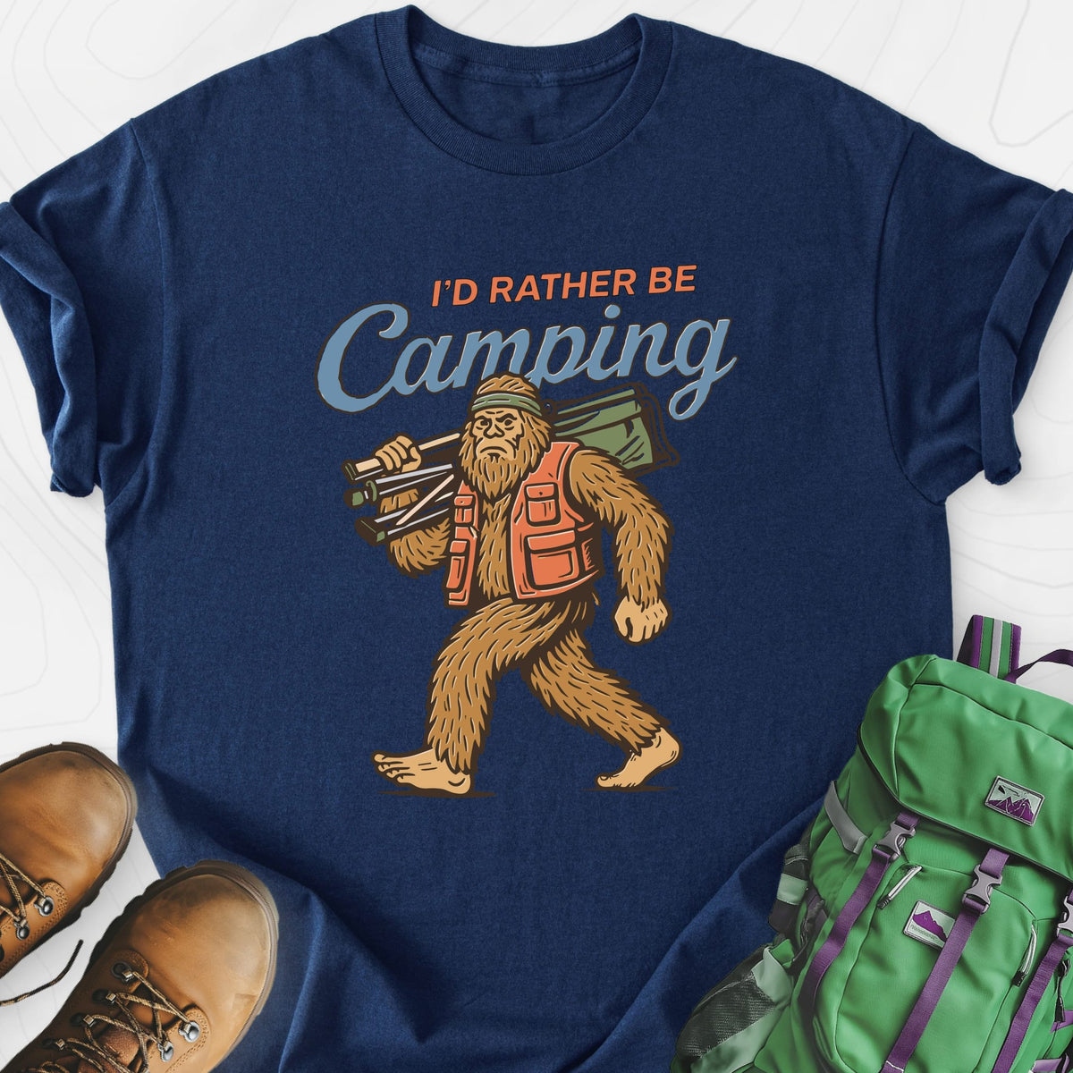 I’d Rather Be Camping Lightweight T-Shirt Gift For Hiker