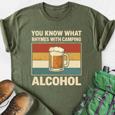 Camping Rhymes With Alcohol Lightweight T-Shirt Gift For Hiker