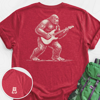 Bigfoot Guitar Solo Back Print Lightweight T-Shirt Gift For Hiker