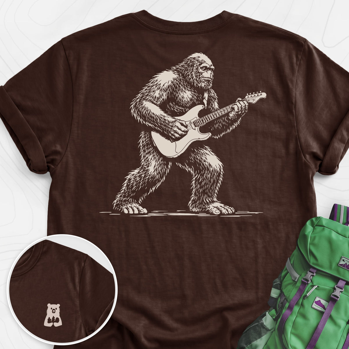 Bigfoot Guitar Solo Back Print Lightweight T-Shirt Gift For Hiker