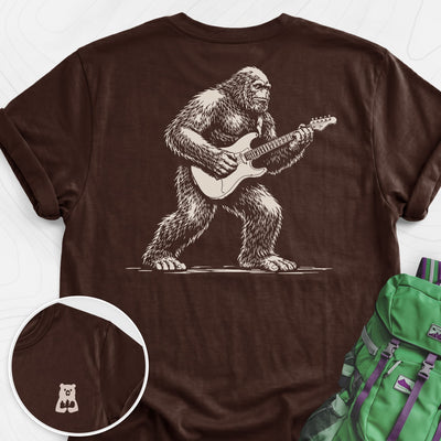 Bigfoot Guitar Solo Back Print Lightweight T-Shirt Gift For Hiker