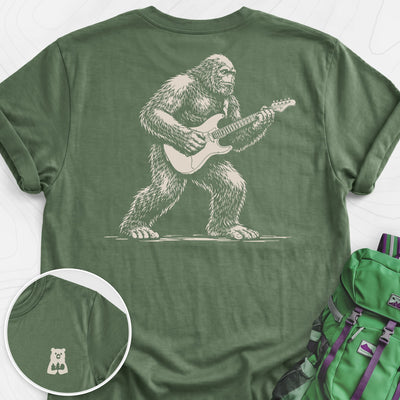 Bigfoot Guitar Solo Back Print Lightweight T-Shirt Gift For Hiker
