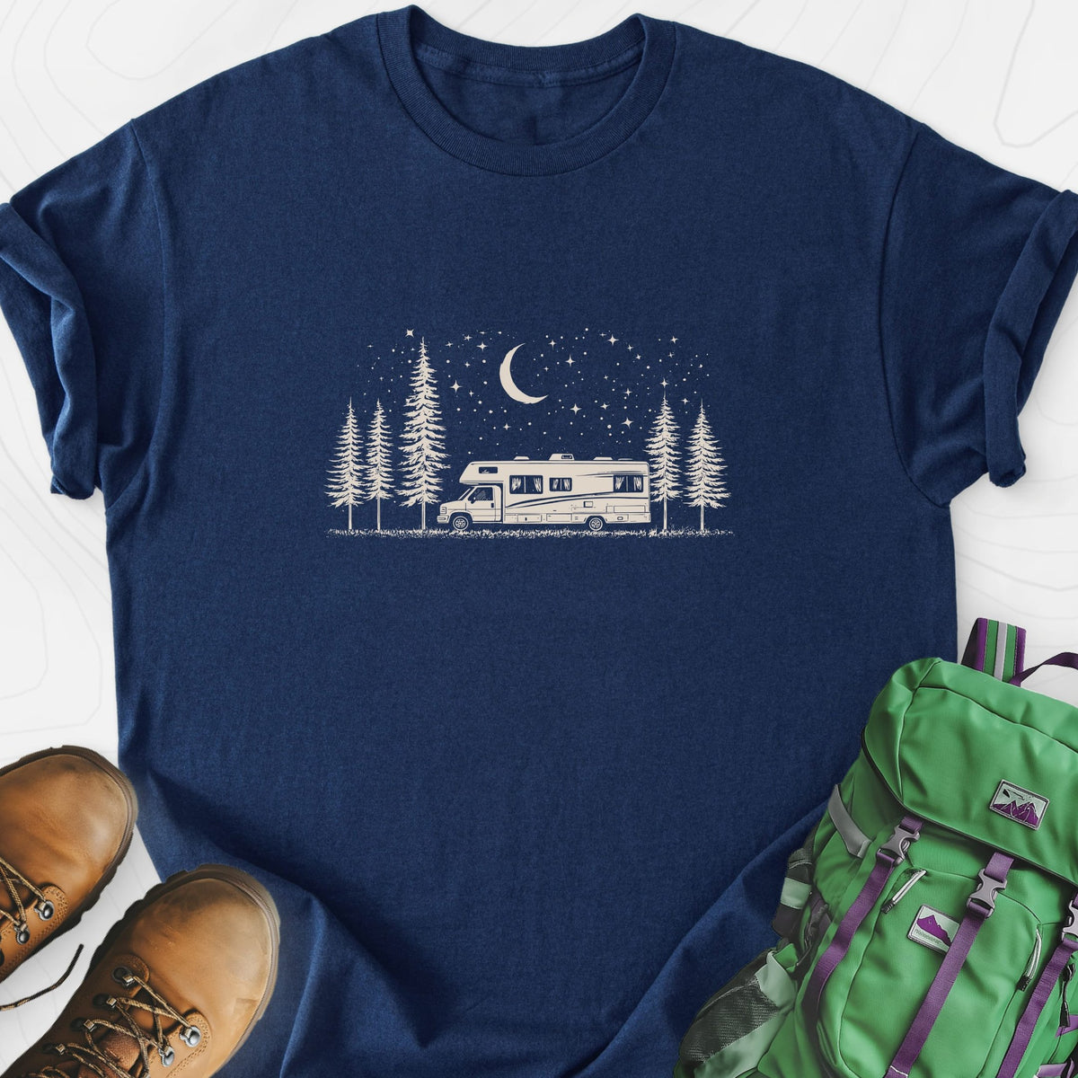 Moonlit RV Nights Lightweight T-Shirt Gift For Hiker