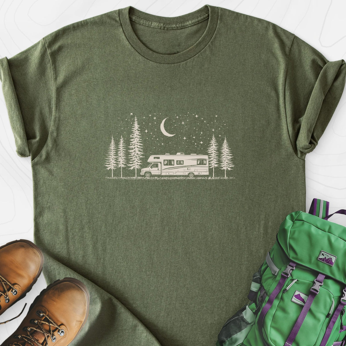 Moonlit RV Nights Lightweight T-Shirt Gift For Hiker