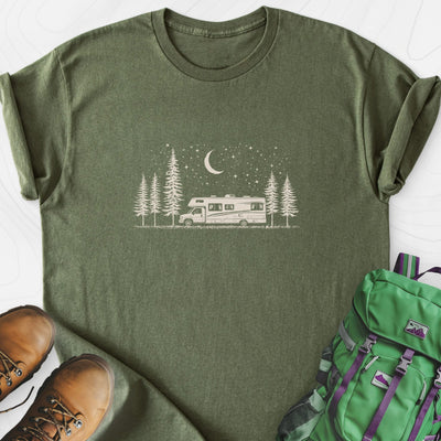 Moonlit RV Nights Lightweight T-Shirt Gift For Hiker