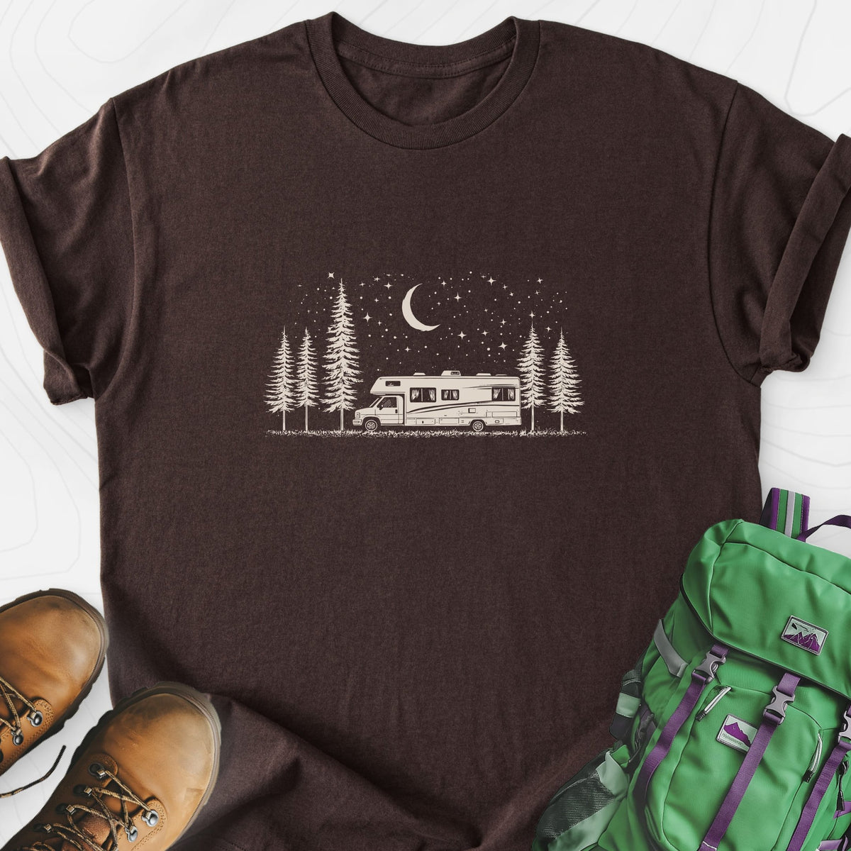 Moonlit RV Nights Lightweight T-Shirt Gift For Hiker