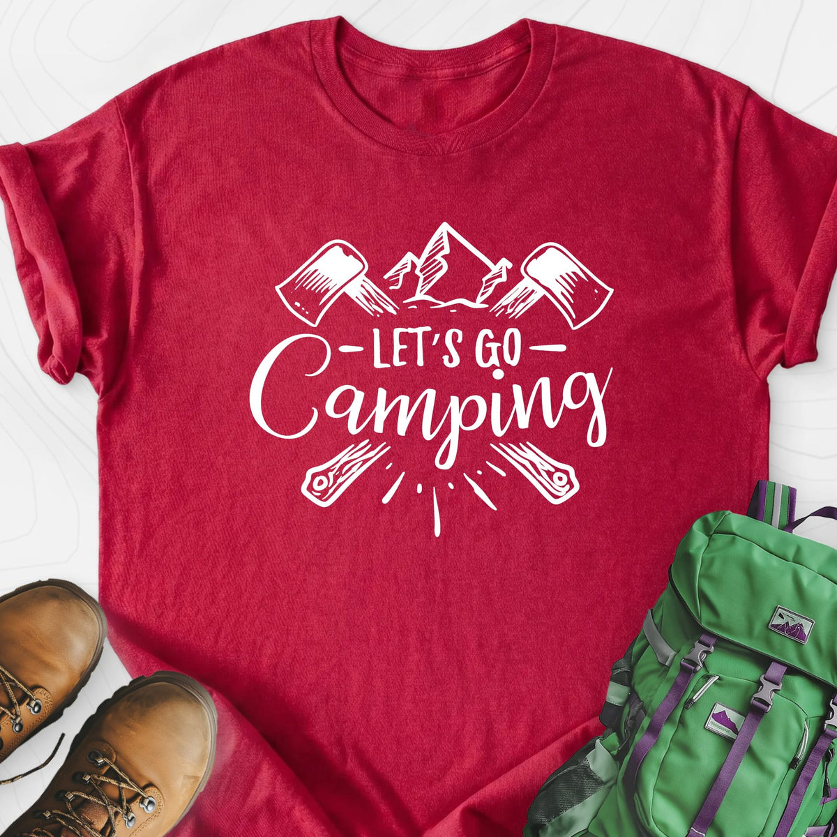 Let's Go Camping Lightweight T-Shirt Gift For Hiker