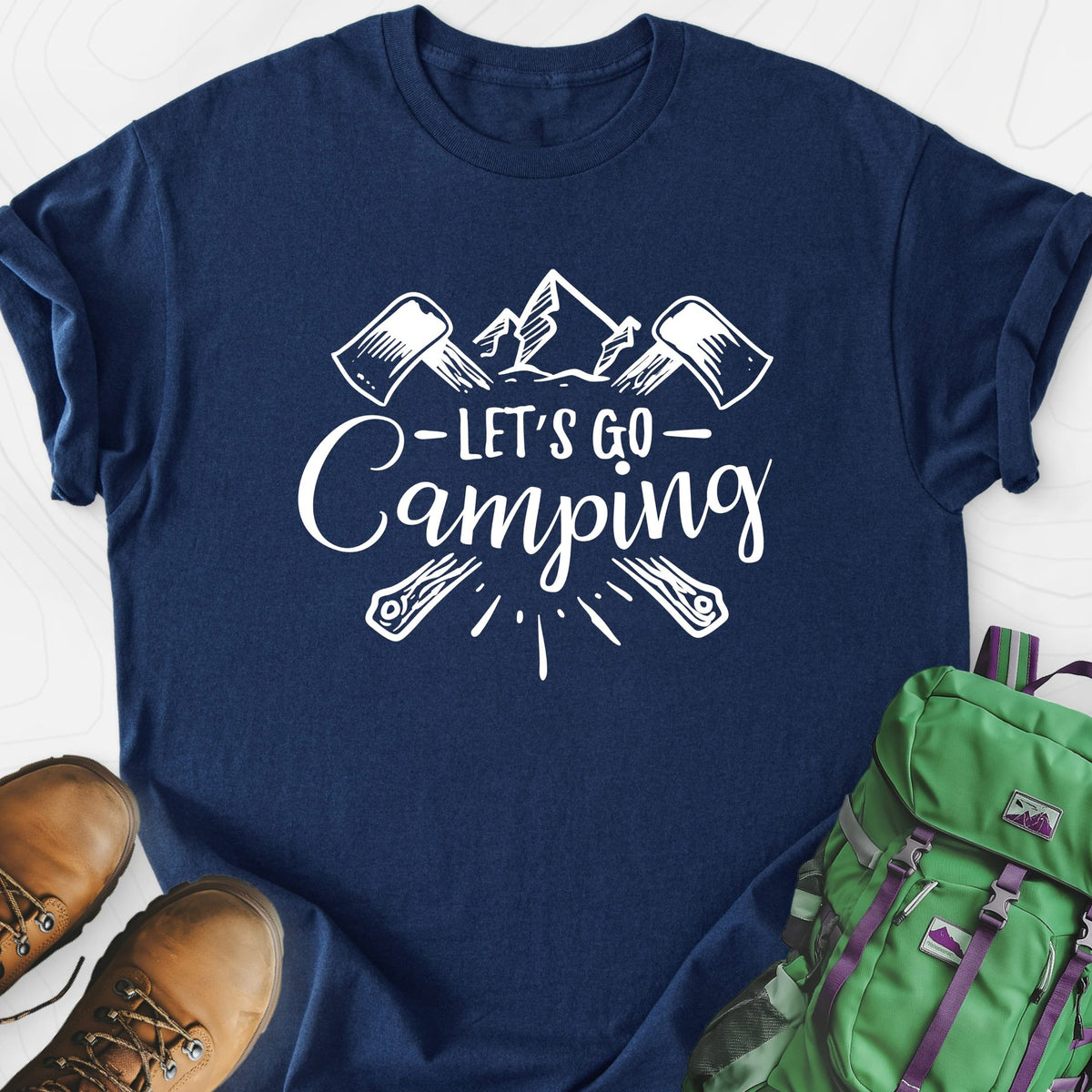 Let's Go Camping Lightweight T-Shirt Gift For Hiker