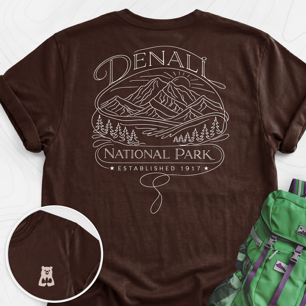 Denali National Park Back Print Lightweight T-Shirt Gift For Hiker